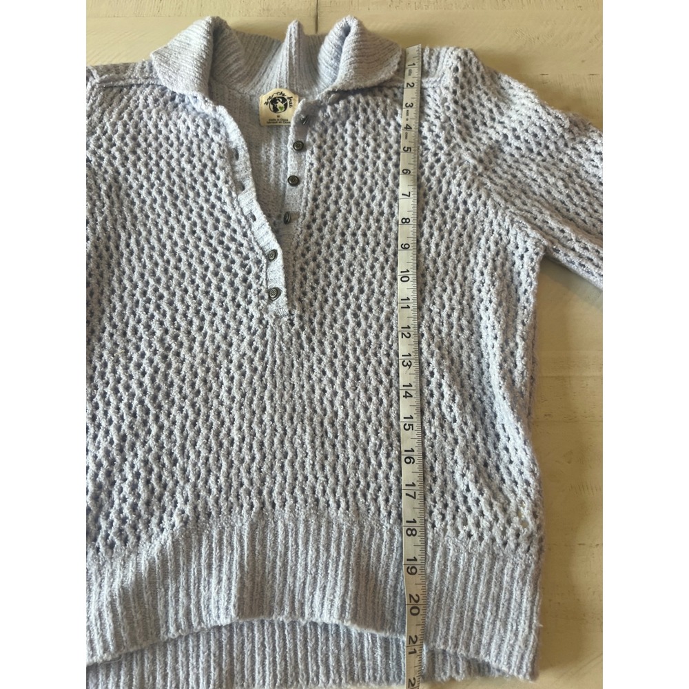 Free People Care Snowdrift Periwinkle Henley Pullover Sweater Size Medium - Picture 5 of 7